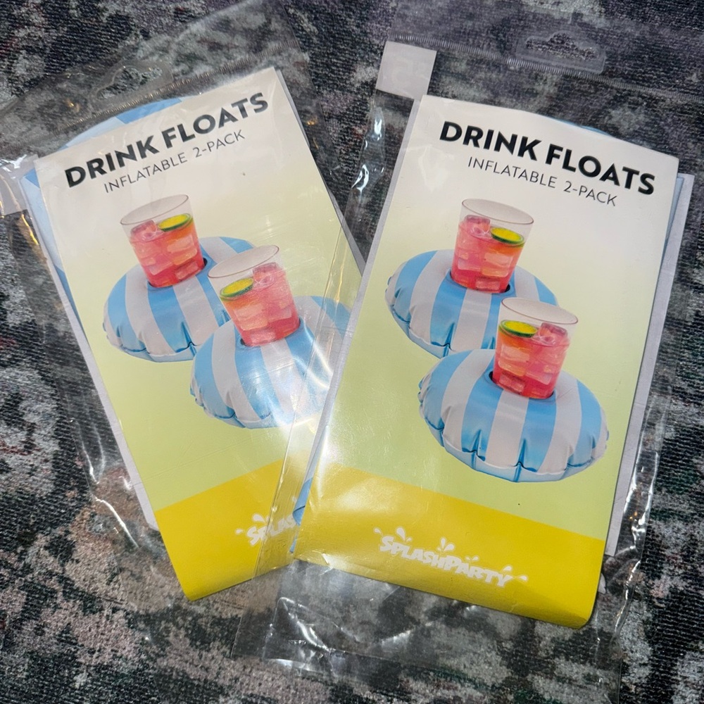 Splash Blue and White‎ Inflatable Drink Floats 2 - 2 Packs - 4 Floats Total